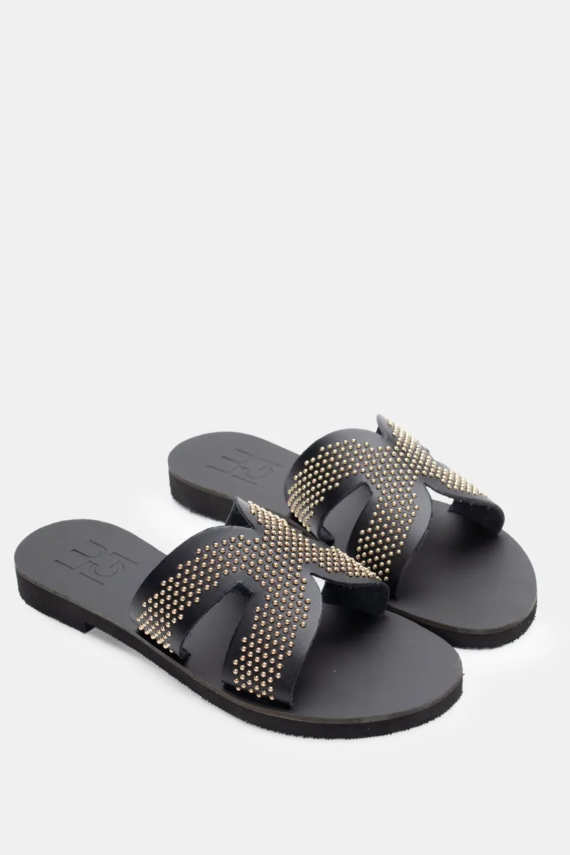 LUIGI DESIGN - Flat Σανδάλια Τρουκς - Μαύρο