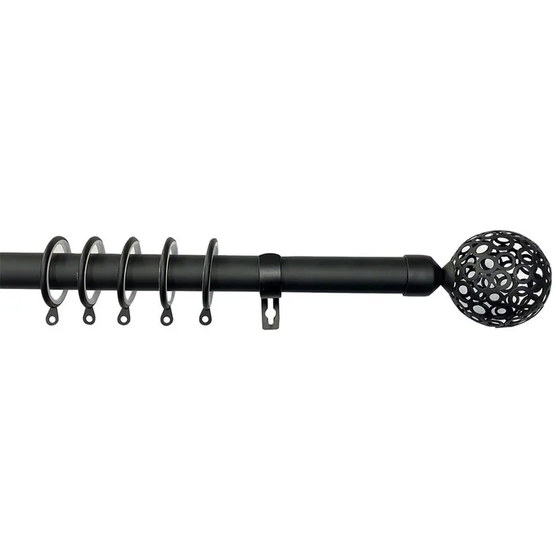 Κουρτινόξυλο Φ25mm Μονό Επεκτεινόμενο 160-300cm Με Άκρα Grace Lilie Black Mat 599277