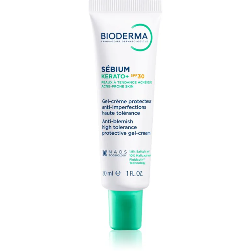 Bioderma Sébium Kerato+ SPF30 τζελ κρέμα για δέρμα με ακμή SPF 30 30 ml