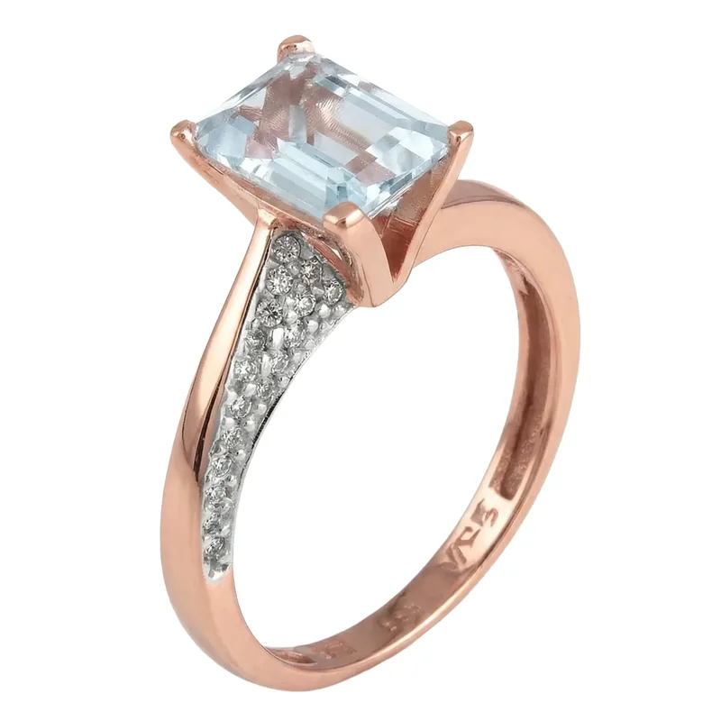 Ροζ gold μονόπετρο Κ14 με Topaz 026119 026119 Χρυσός 14 Καράτια
