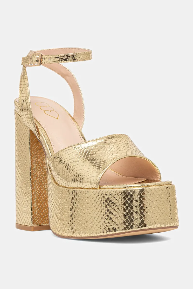Πέδιλα Koi Footwear Shonen Χρυσό Lizard Platform Heels