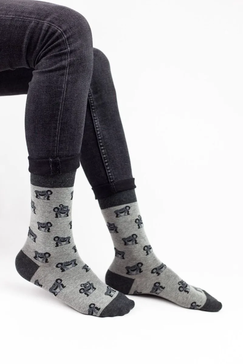 Ανδρικές fashion κάλτσες MONKEY Βαμβακερές John Frank 12175 Σκούρο Γκρί