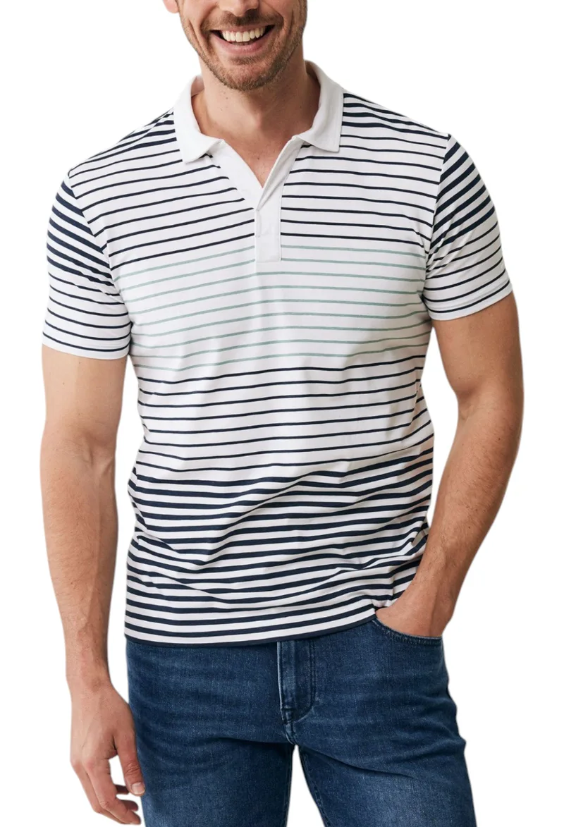 Μπλούζα Polo Mexx Striped buttonless polo SS MF007104441M-White Ανδρικό