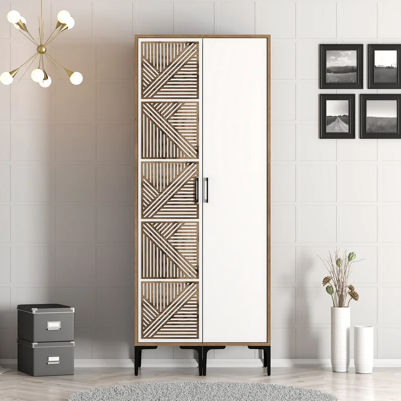 Ντουλάπα Ρούχων Kumsal Ps - Walnut, White 845Hct5425 (80x201,4x47,5 cm)