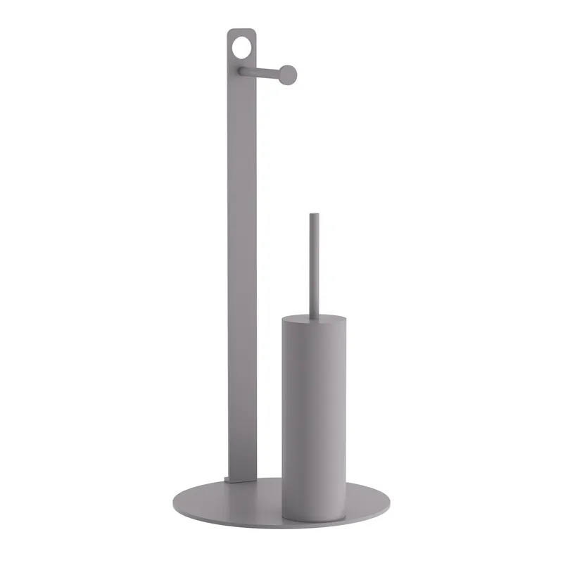 Πιγκάλ Με Χαρτοθήκη Ανοξείδωτο Matt Concrete Grey Pam & Co Φ28x60εκ. 4-400-163 (Υλικό: Ανοξείδωτο, Χρώμα: Γκρι) - Pam & Co - 4-400-163