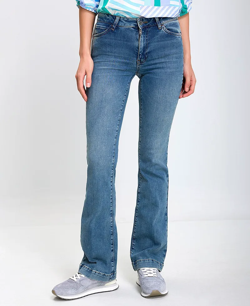 Caractere Γυναικείο Τζιν Παντελόνι Bootcut Ελαστικό σε Μπλε