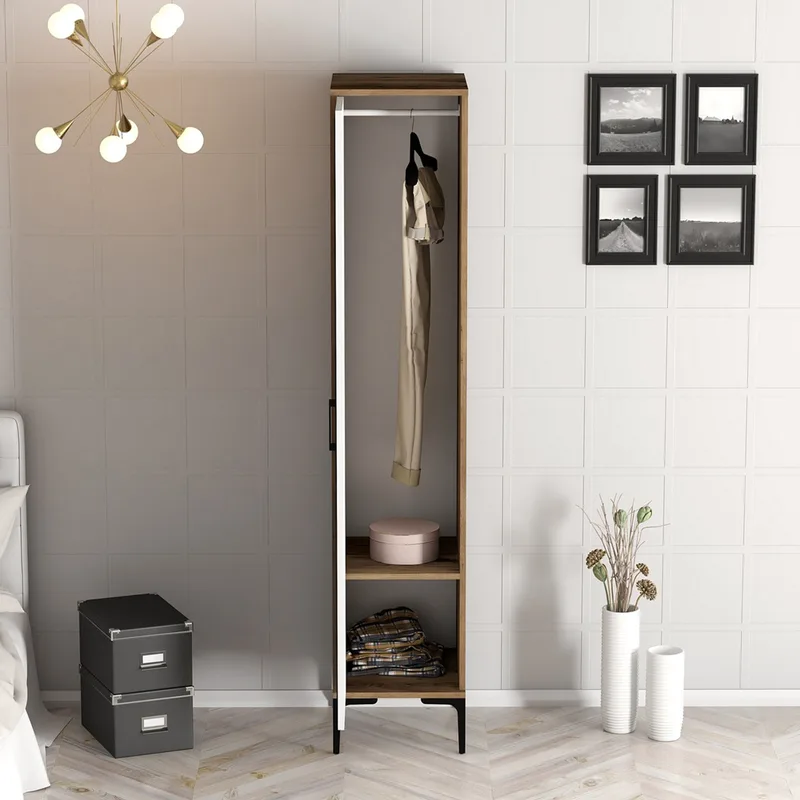 Ντουλάπα Ρούχων Kumsal R - Walnut, White 845Hct5405 (40x201,4x47,5 cm)