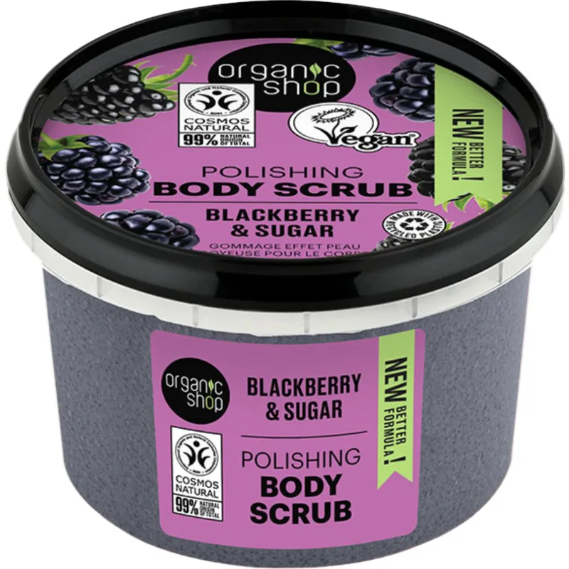Organic Shop Polishing Body Scrub with Blackberry & Sugar Απολεπιστικό Σώματος με Βατόμουρο & Ζάχαρη για Καθαρισμό - Λείανση της Επιδερμίδας 250ml