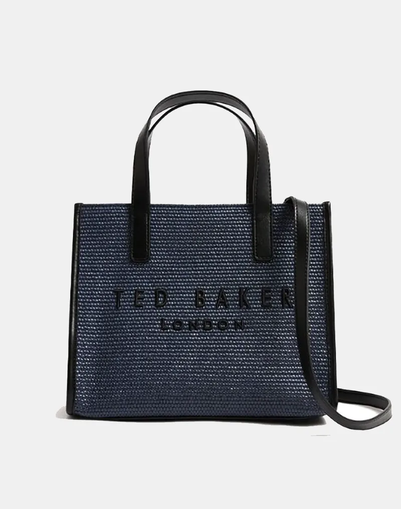 TED BAKER PAOLINA Faux Raffia Small Icon Bag 284037-NAVY NavyBlue