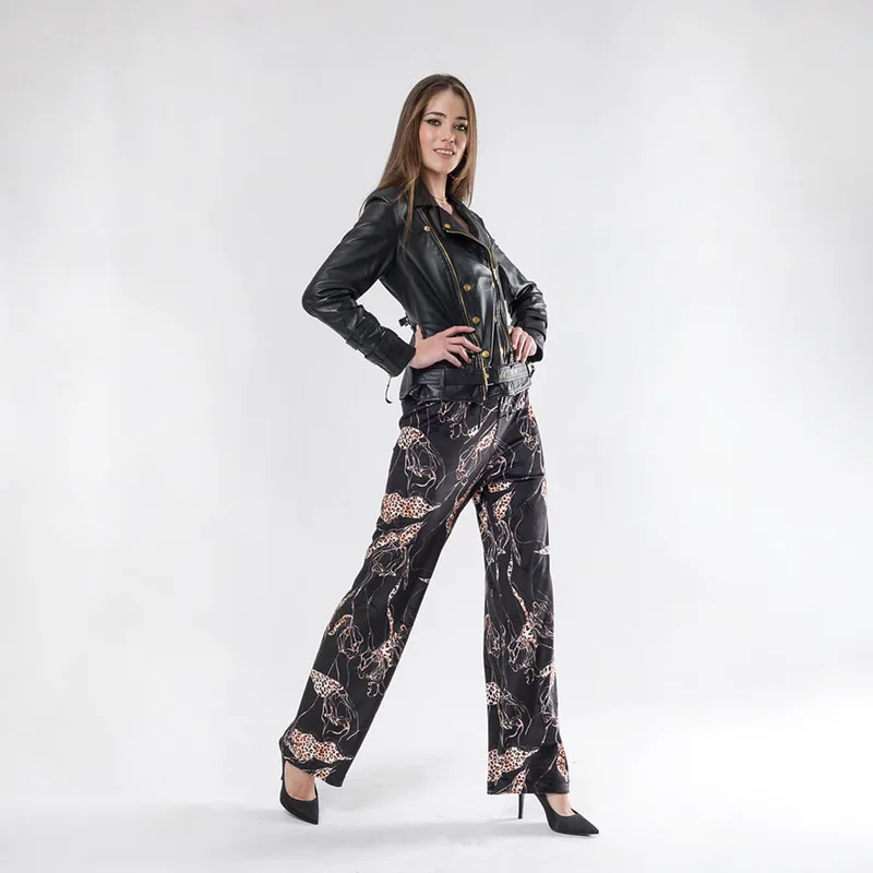 Mirna Pants.Γυναικείο Παντελόνι Velvet Print Μαύρο