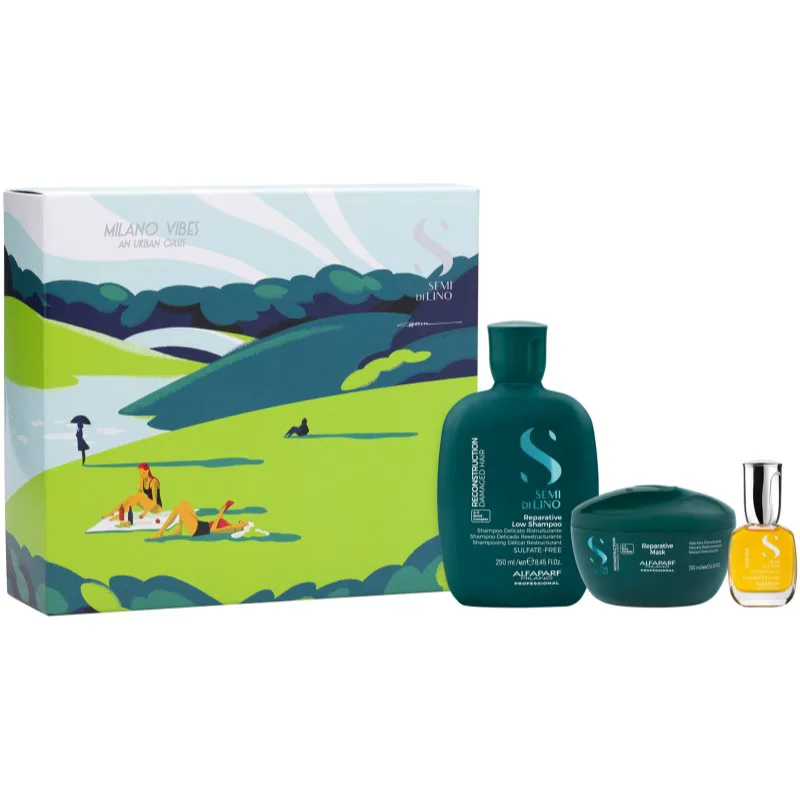 Alfaparf Milano Semi di Lino Reconstruction Holiday Kit σετ δώρου για κατεστραμμένα μαλλιά 3 τμχ