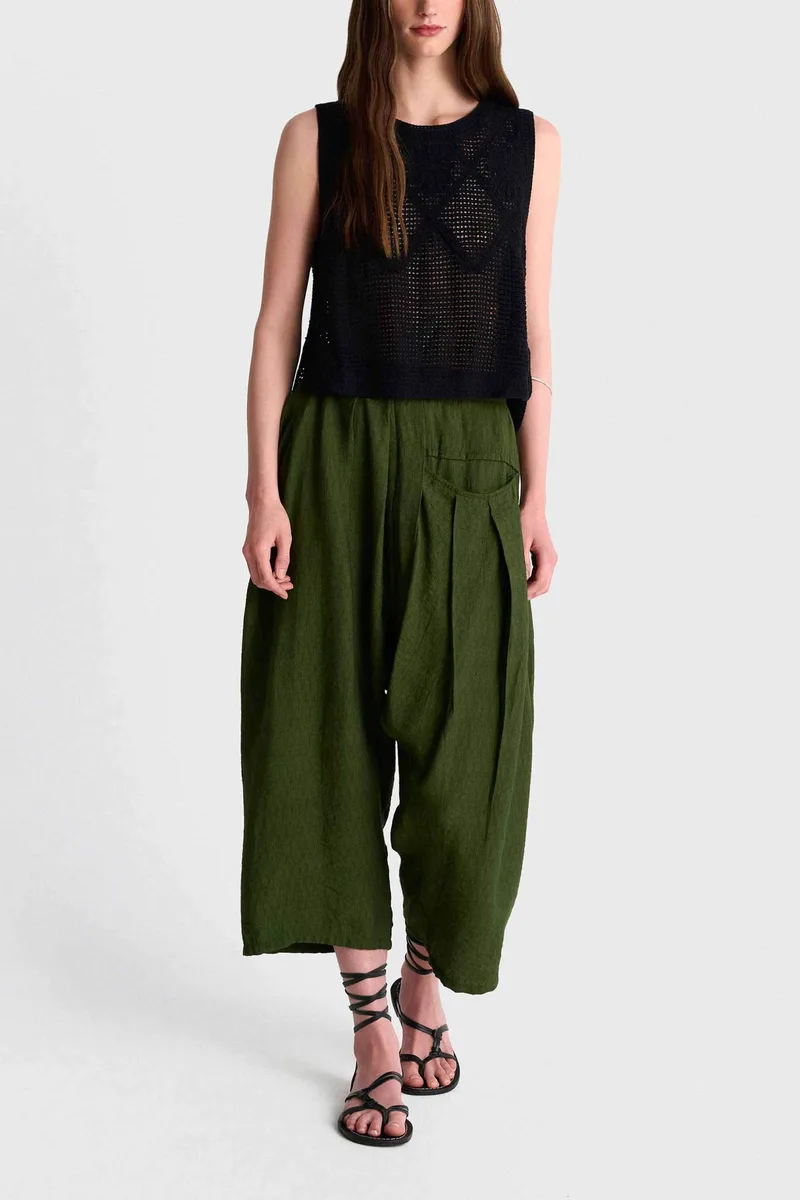 'ALE γυναικεία παντελόνα μονόχρωμη Loose Fit - 8921121 Κυπαρισσί