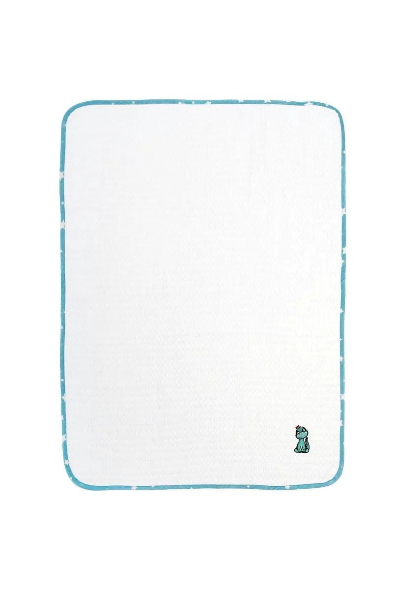 Κουβέρτα Πικέ Αγκαλιάς Dimcol Dinosaur 180 80X110 White-Sky Blue