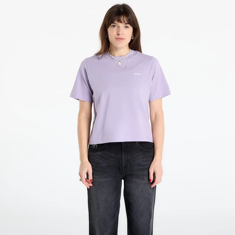 T-shirt Queens Women's Essential T-Shirt With Contrast Print 5-Pack Black/ White/ Navy/ Lavender/ Leaf XS