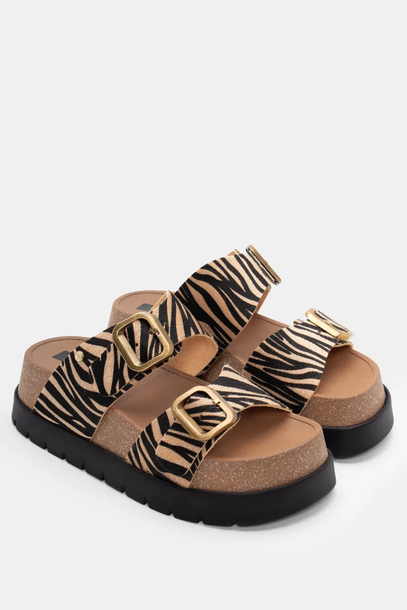 LUIGI DESIGN - Πλατφόρμες Flatform με Διπλή Φάσα - Zebra-Μπέζ