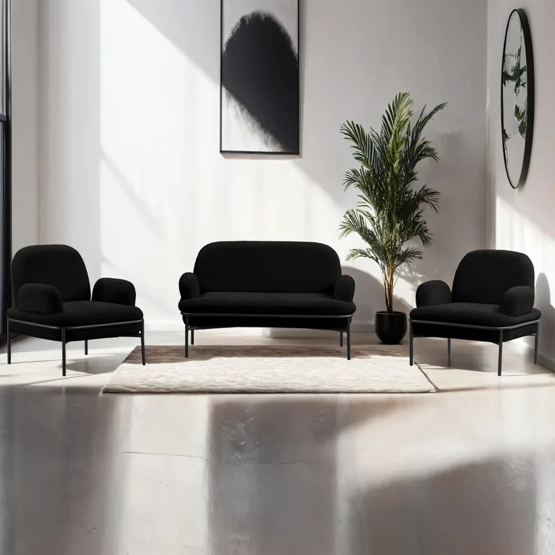 Σετ Καναπέδων Aster - Black 531Aln1506 (140x43x53)
