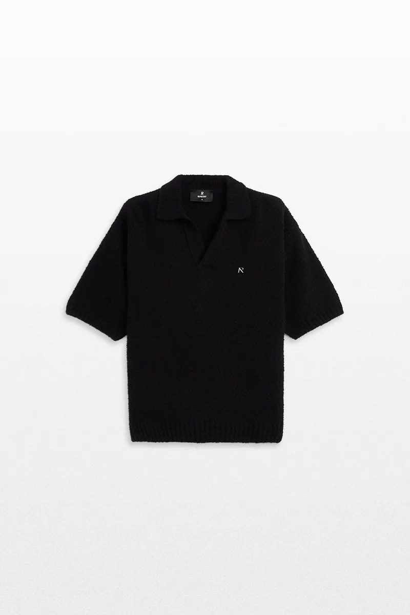 REPRESENT Ανδρικό Μαύρο Boucle Textured Knit Polo