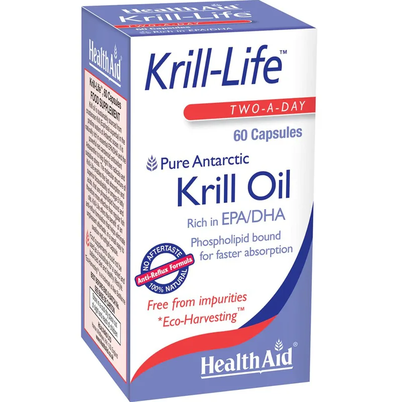 Health Aid Krill-Life Συμπλήρωμα Διατροφής με Έλαιο Krill Πλούσιο σε Ωμέγα 3 Λιπαρά Οξέα για την Καλή Υγεία του Εγκεφάλου της Όρασης & της Καρδιάς 60caps