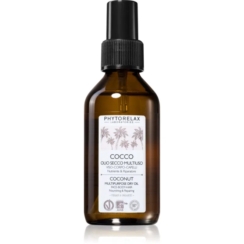 Phytorelax Laboratories Coconut πολυλειτουργικό ξηρό λάδι Για πρόσωπο, σώμα και μαλλιά 100 ml