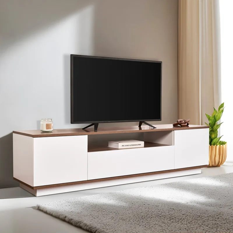 Έπιπλο Τηλεόρασης Veramont - White, Walnut 353Nrd1202 (180x44,6x44,5 cm)