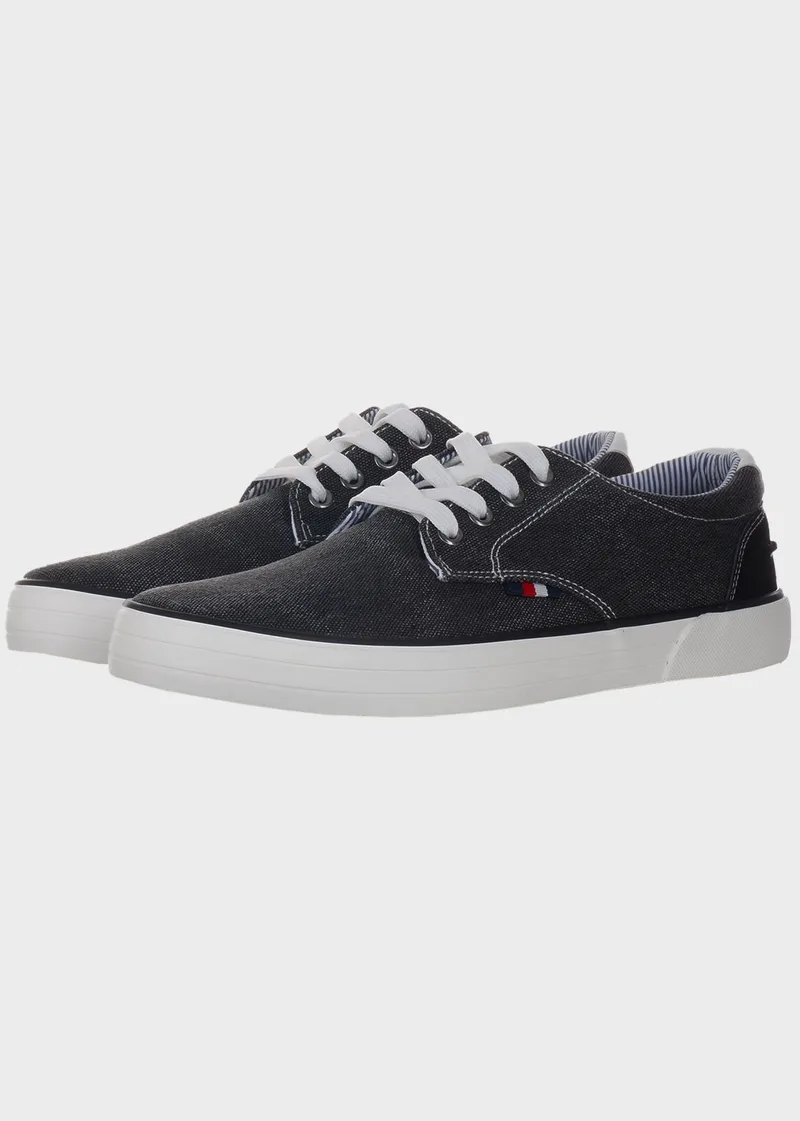 Ανδρικό Sneakers Jeans κορδόνια αντιολισθητική σόλα. ΜΑΥΡΟ