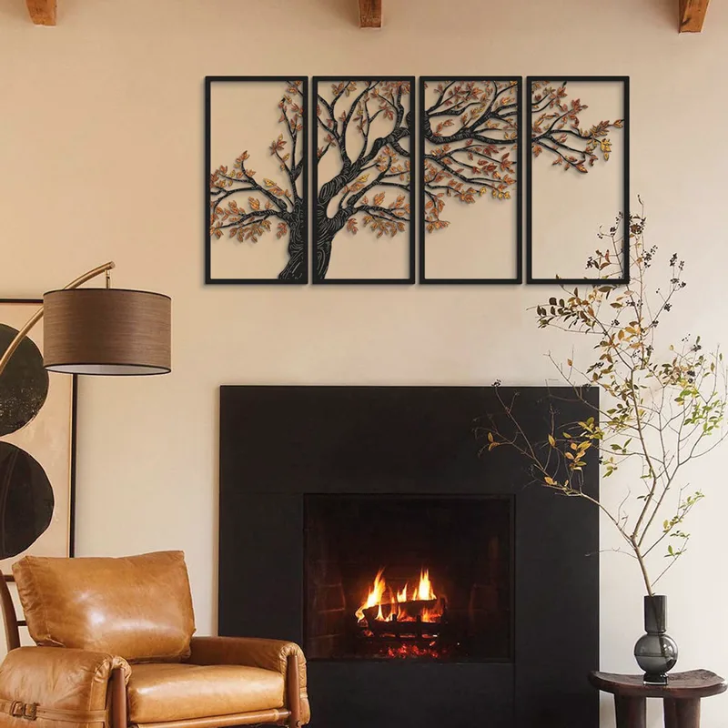 Μεταλλικό Διακοσμητικό Τοίχου Autumn Vibes Set Of 4- Apt740 S 507Atp1201 48x98 cm