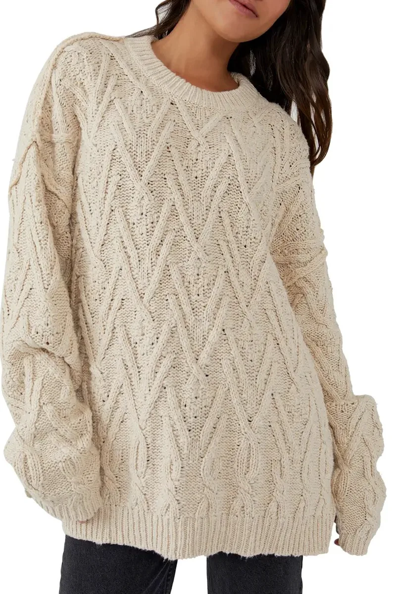 Πουλόβερ Free People Isla Cable Tunic OB1505582-1103 Γυναικείο