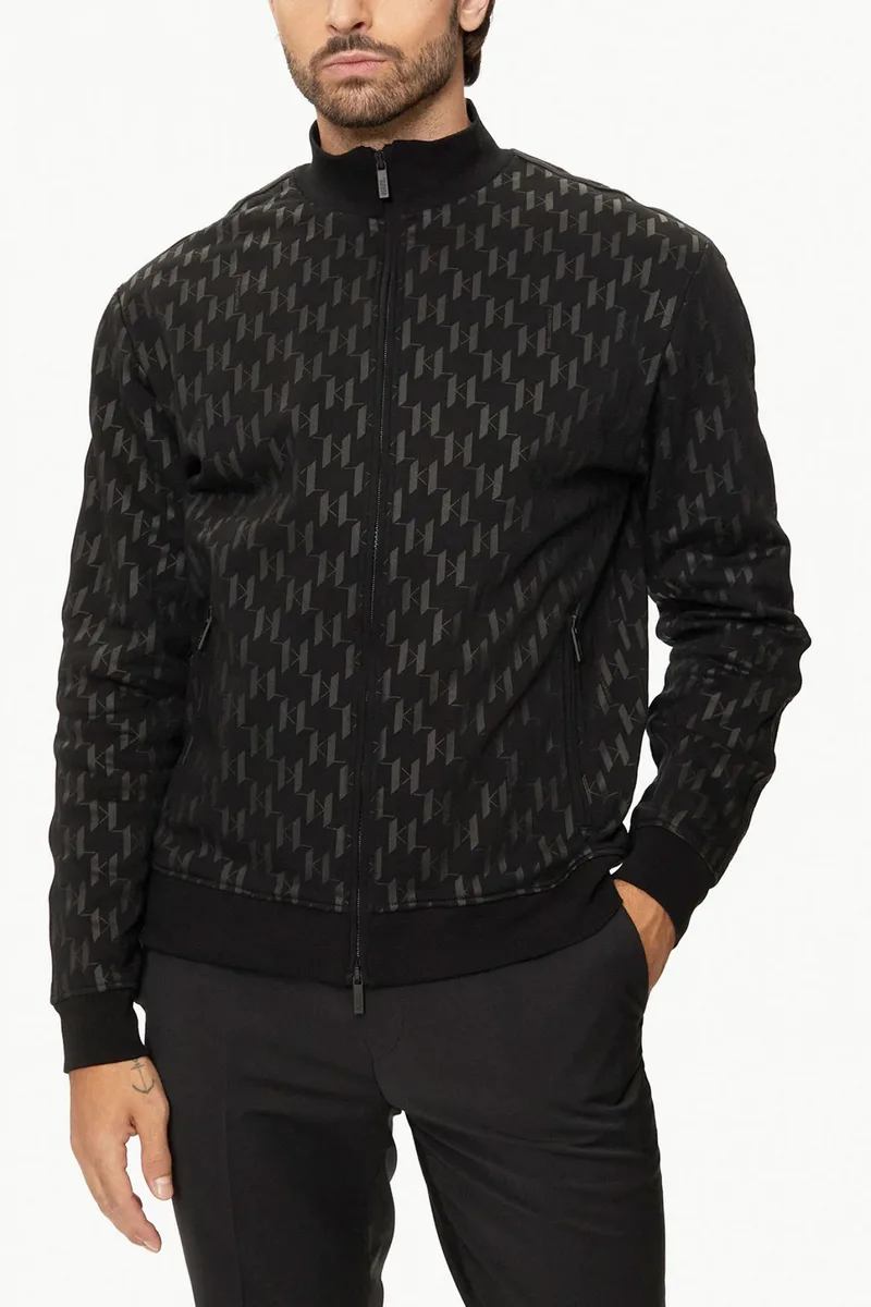 KARL LAGERFELD ΦΟΥΤΕΡ FULLZIP ALL OVER LOGO ΜΑΥΡΟ