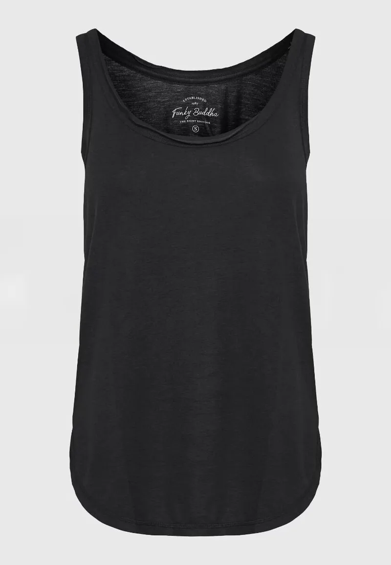 Funky Buddha Γυναικείο μονόχρωμο Tank Top FBL011-107-04 Μαύρο