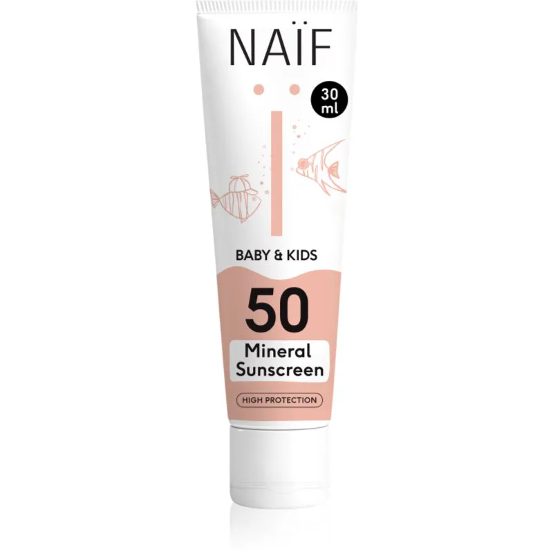 Naif Baby & Kids Mineral Sunscreen SPF 50 προστατευτική αντηλιακή κρέμα για μωρά και παιδιά SPF 50 30 ml
