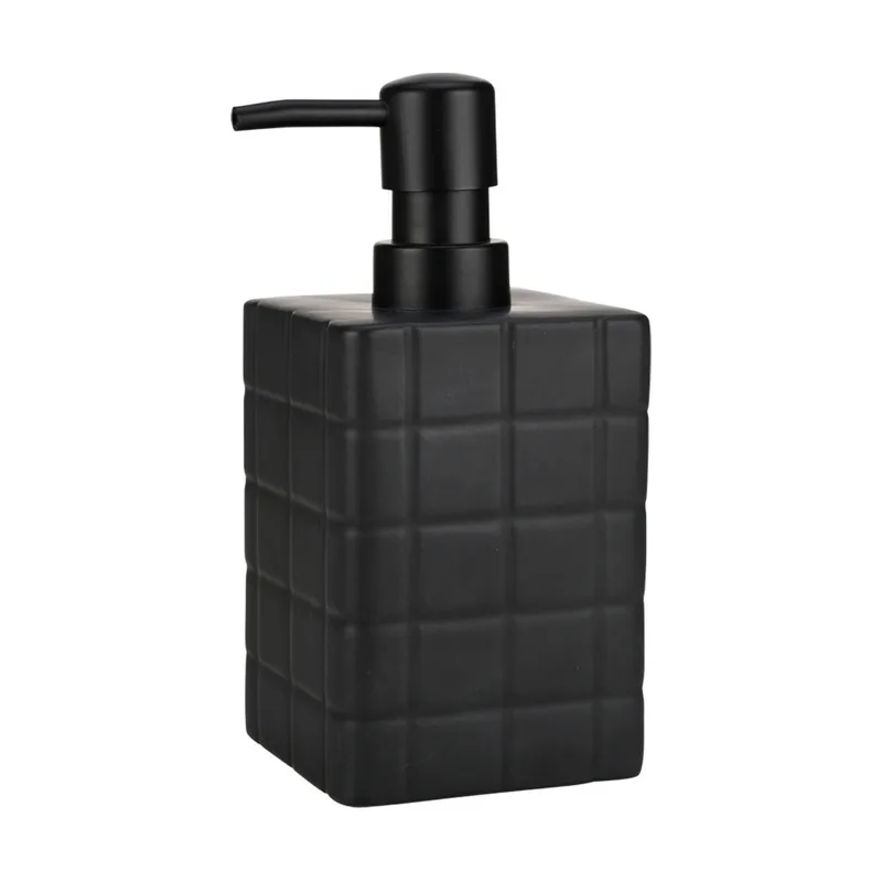 Σαπουνοθήκη Κεραμική Μαύρη 450ml-7,5x7,5x15εκ. Tiles Estia 02-27698 (Υλικό: Κεραμικό, Χρώμα: Μαύρο) - estia - 02-27698