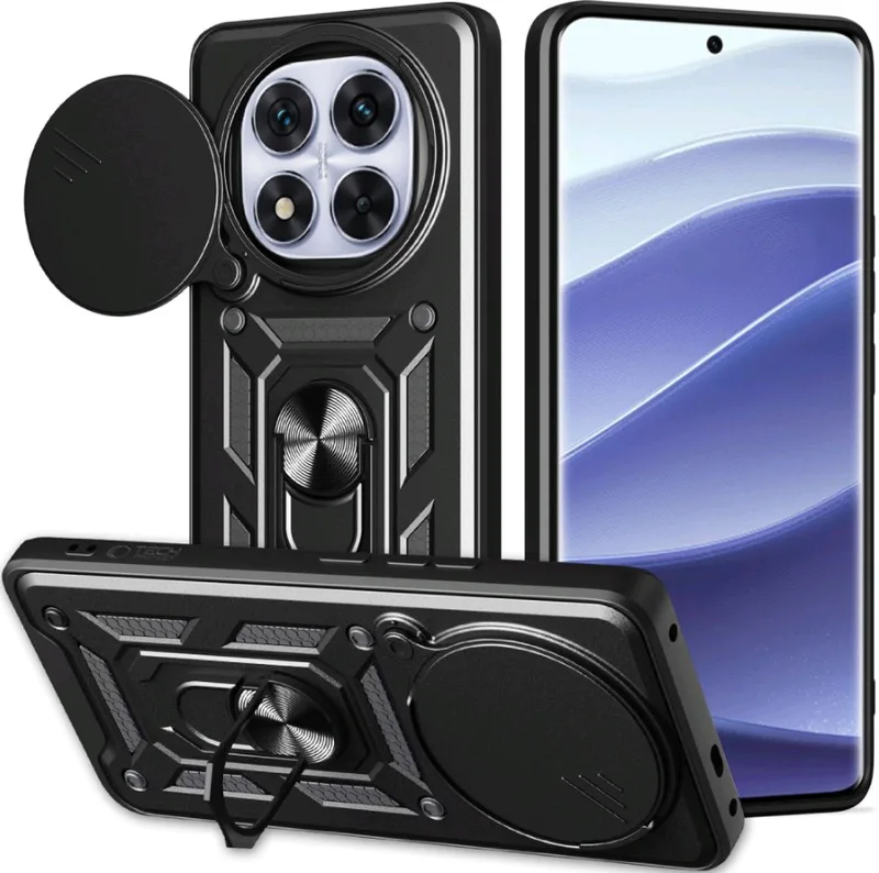 Θήκη Xiaomi Redmi Note 14 Pro Plus 5G Tech-Protect Camshield Pro Ανθεκτική με Κάλυμμα για την Κάμερα & Ring Holder - Matte Black (5906302361632)