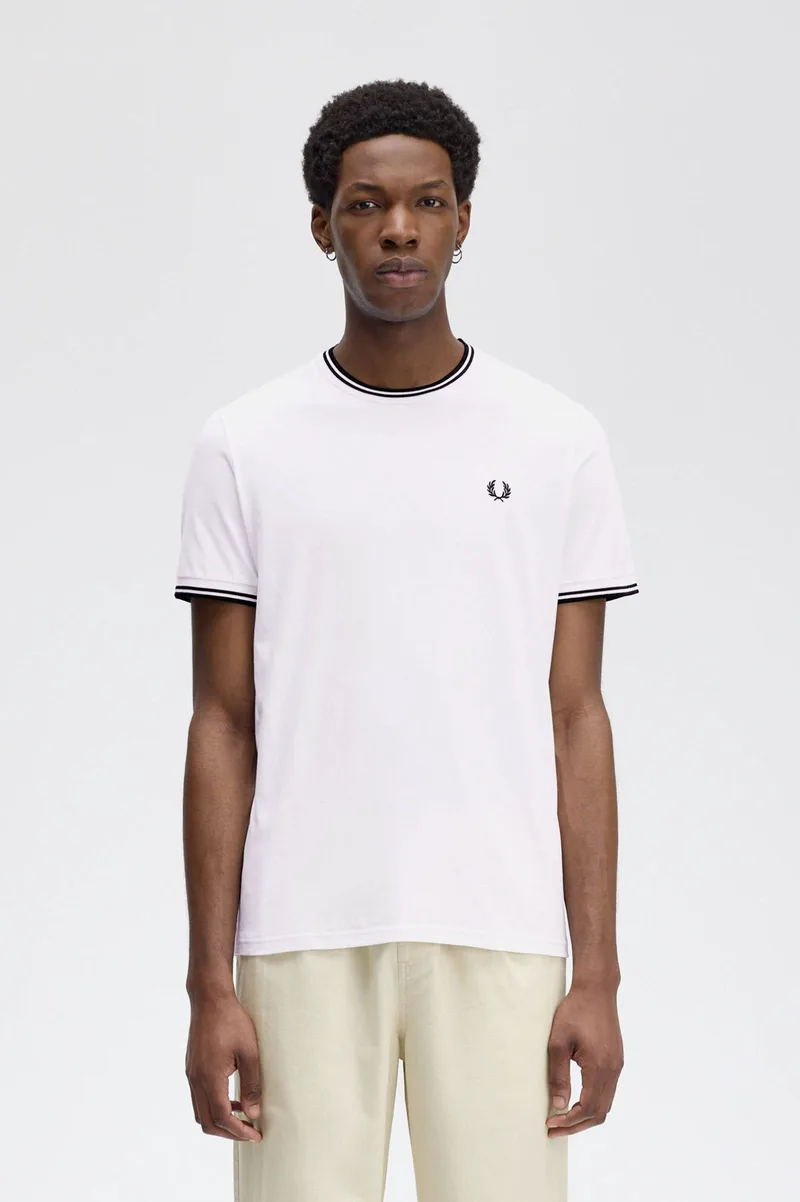 Fred Perry Ανδρική Μπλούζα Τ-Shirt Twin Tipped M1588-100 White