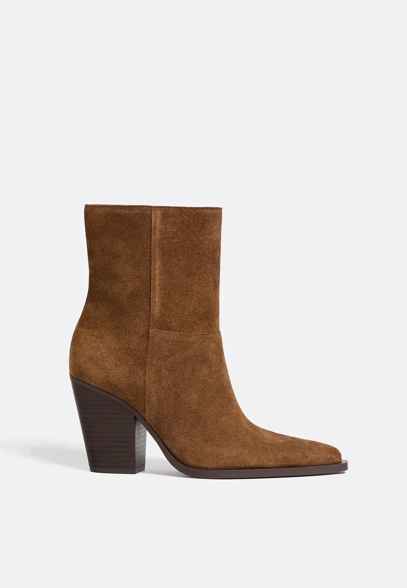 Stradivarius Western Μποτάκια Από Δέρμα Καφέ 38