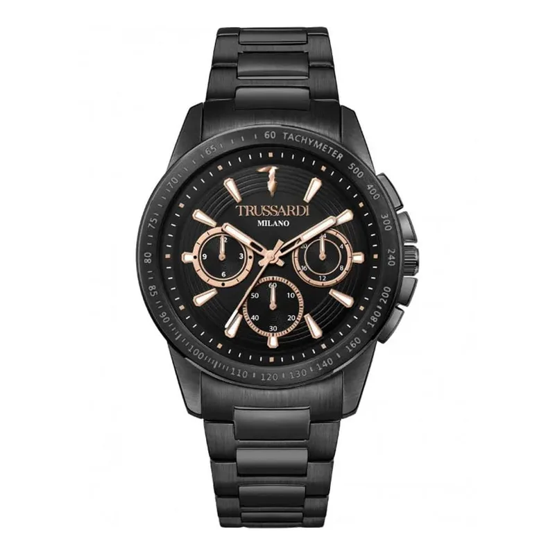 TRUSSARDI Τ-Hawk Chronograph Black Stainless Steel Bracelet R2453153002