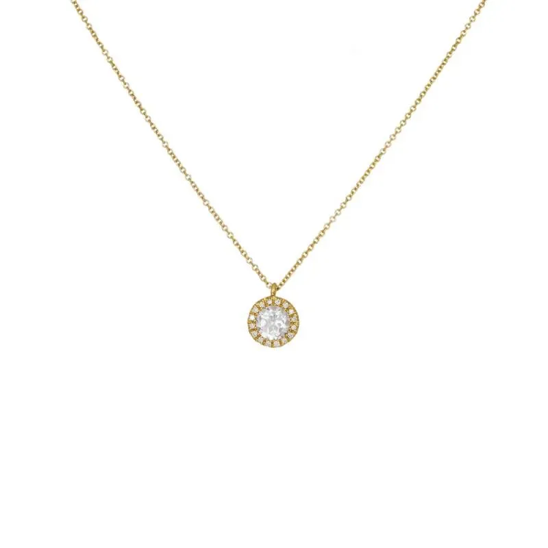 Χρυσό κολιέ Κ18 ροζέτα με μπριγιάν και Topaz 046614 046614 Χρυσός 18 Καράτια