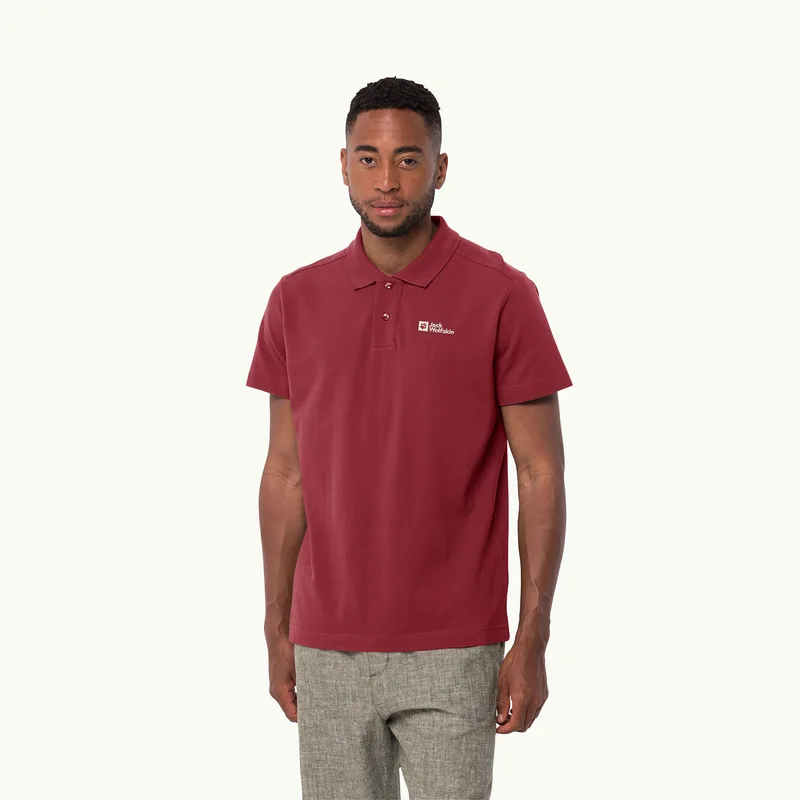 JACK WOLFSKIN ESSENTIAL POLO T-SHIRT ΚΟΚΚΙΝΟ