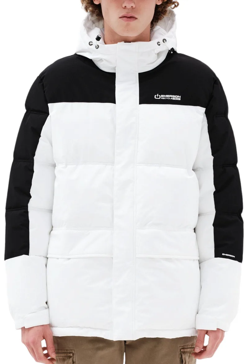 Μπουφάν Emerson Hooded Puffer 232.EM10.57-WHITE-BLACK Ανδρικό