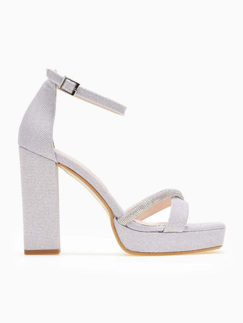 TFP Rhinestone Ankle Strap Sandals - 4062 - White