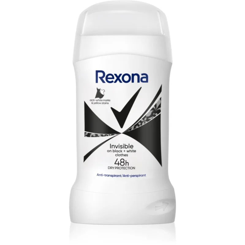 Rexona Invisible Black and White στερεό αποσμητικό για την αντιμετώπιση των λευκών και κίτρινων κηλίδων 50 ml