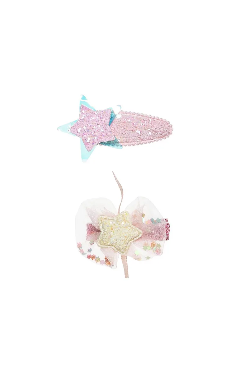 Alouette παιδικό σετ κλιπ μαλλιών αστεράκια με glitter (2 τεμάχια) - 00032070 Ροζ Ανοιχτό