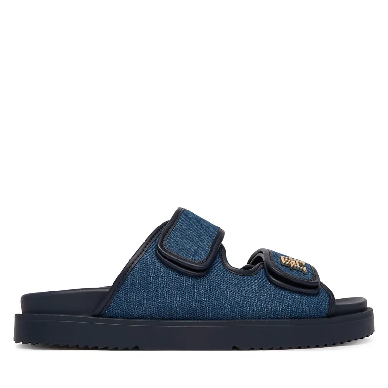 Παντόφλες Tommy Hilfiger Double Strap Denim Sandal FW0FW09123 Μπλε