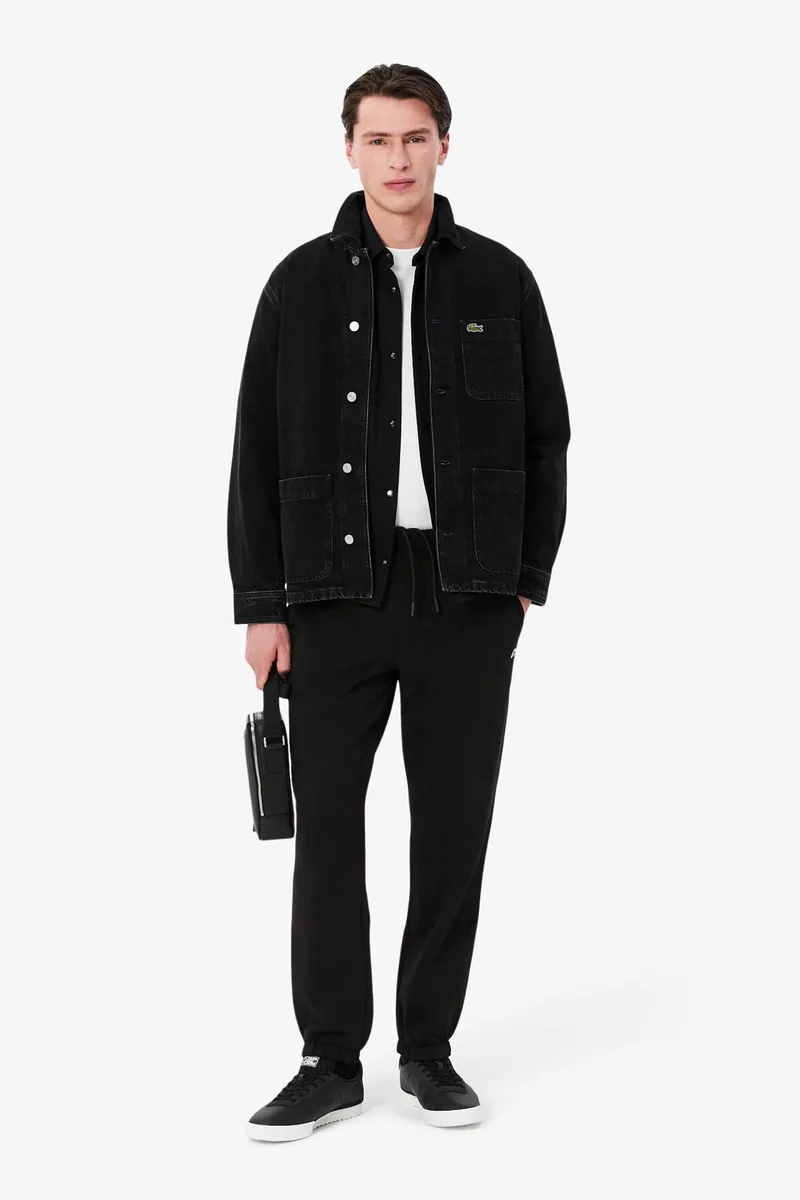 Lacoste ανδρικό παντελόνι φόρμας με κεντημένο λογότυπο Regular Fit - XH9610 Μαύρο