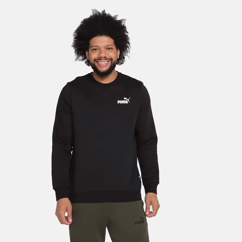 PUMA ESSENTIALS SMALL LOGO CREWNECK SWEATSHIRT ΜΑΥΡΟ