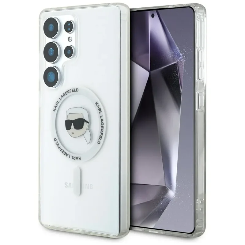 Θήκη Karl Lagerfeld Button Karl Head Printed Logo MagSafe Clear Samsung Galaxy S25 Ultra
