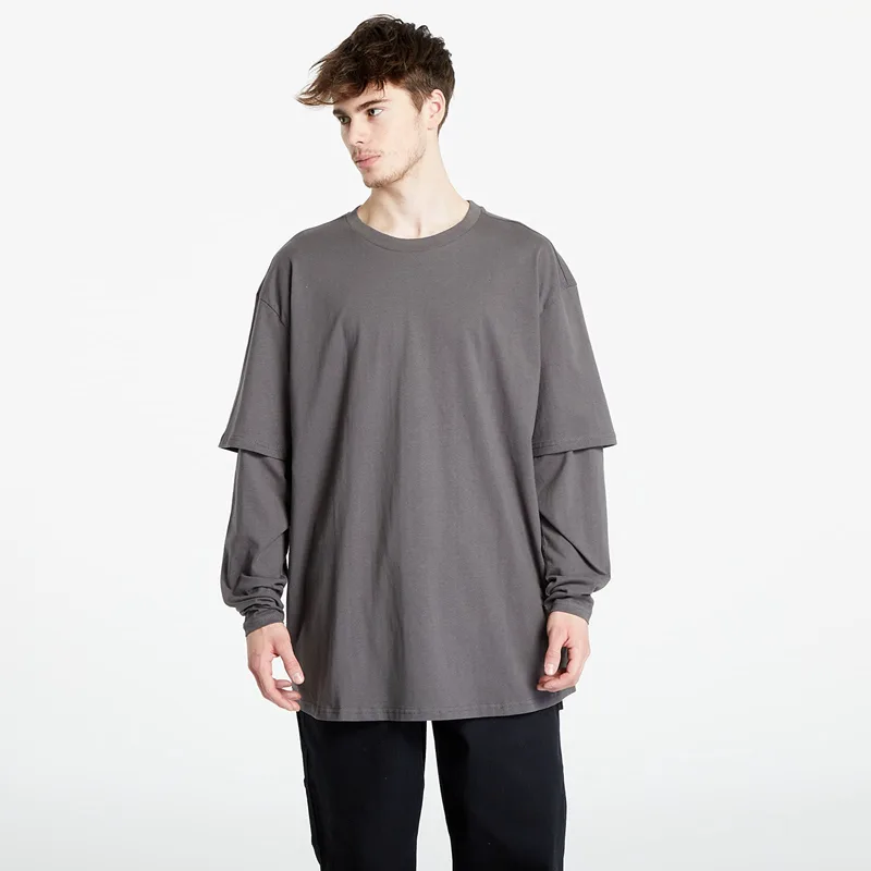 T-shirt Urban Classics Oversized Shaped Double Layer LS Tee Grey XL