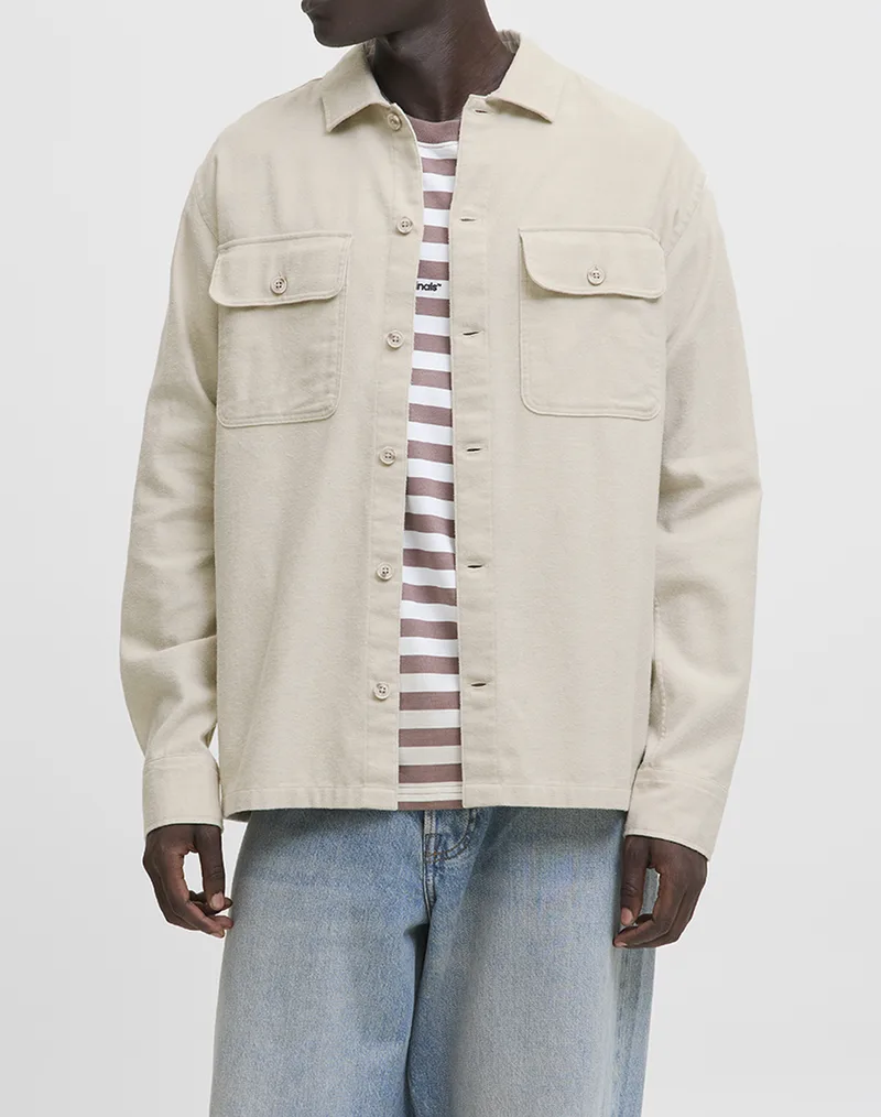 JACK&JONES JJECHARGE OVERSHIRT LS NOOS 12278969-Moonbeam Cream