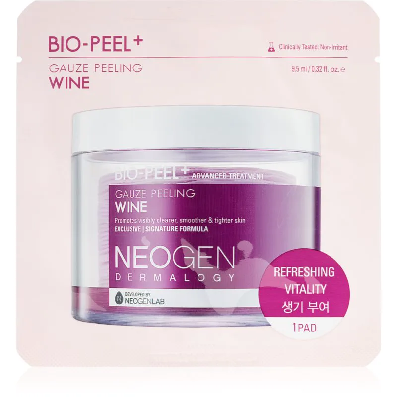 Neogen Dermalogy Bio-Peel+ Gauze Peeling Wine απολεπιστικά ταμπόν προσώπου για την ελαχιστοποίηση των πόρων 1 τμχ