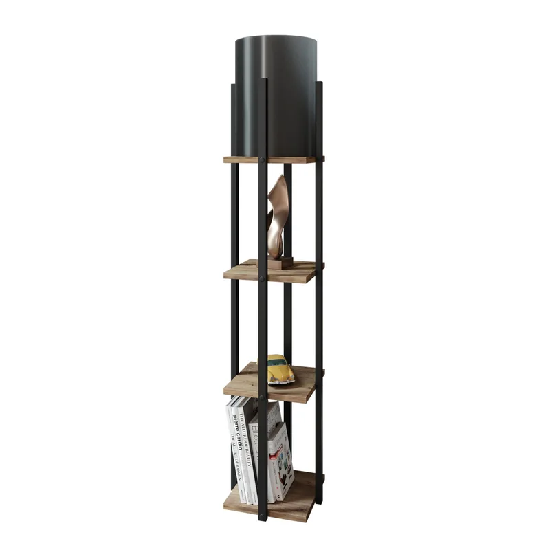 Επιδαπέδιο Φωτιστικό Nora - Black, Natural 390Flh1162 (Φ21x135)