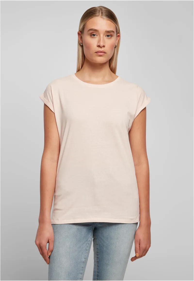Γυναικείο T-shirt Extended Shoulder BY021 Build Your Brand Black Ροζ